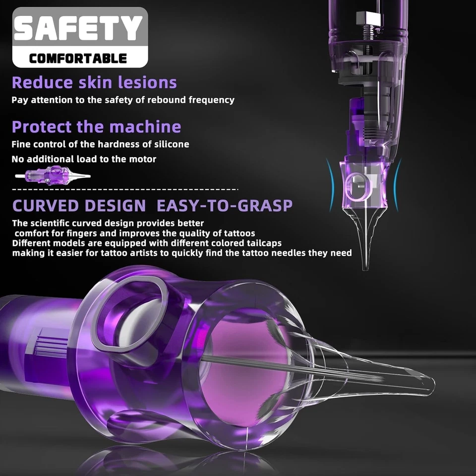 Wormhole Style Tattoo Needles, 50pcs Mixed Disposable Finger 3RL 5RL 7RL 9RL 11R - Image 4 of 4