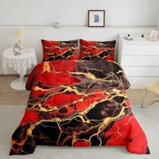 Marble Print Comforter Set Size,Gold Marbling Geometric Stripes Full Multi 21