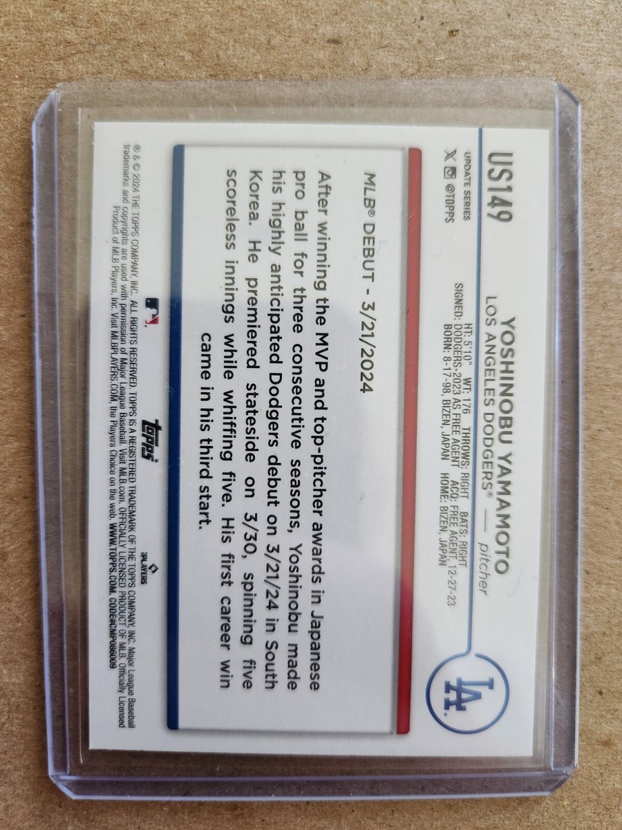 2024 Topps Baseball Update Yoshinobu Yamamoto Rookie Debut