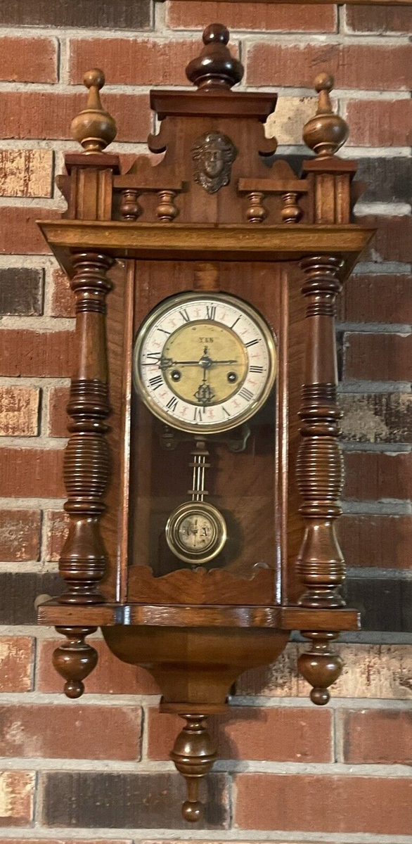 SALE ANTIQUE HAC HAMBURG GERMANY WALL CLOCK CROSSED ARROWS W KEY