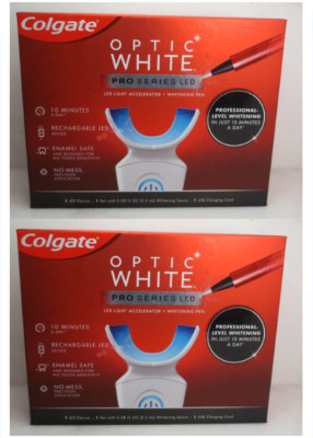 COLGATE OPTIC WHITE PRO SERIE LED DEVICE LIGHT TEETH WHITENING KIT 2PC EXP:2026