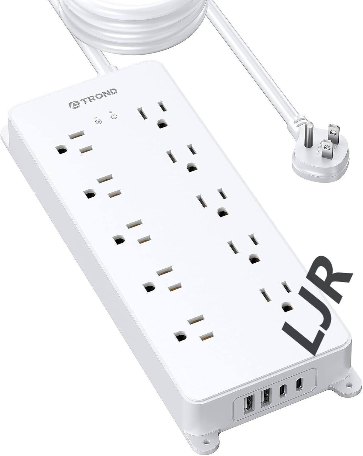 Surge Protector Power Strip, Flat Plug 15ft Long Extension Cord, 10 Widely-image