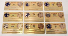 9 Vintage Brass / Metal Social Security Cards Horoscope Astrology Engravaplates