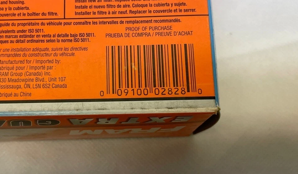 Filtro de Aire Fram Extra Guard CA9115 Nuevo Lote de $ Filtros Foto 2 de 3