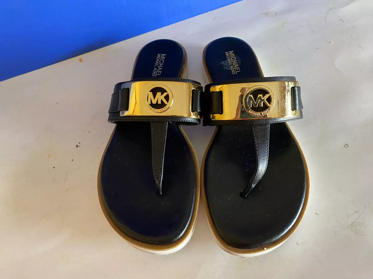 Michaels Kors Sandals Camila Thong Gold Logo Size 6.5 New $119.00 ...