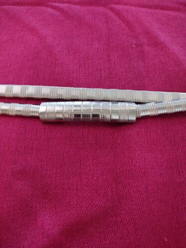 Vintage Silver Stretch BELT Snake Coil Disco Skinny Mesh Textured RETRO 35"-43" - Picture 3 of 8
