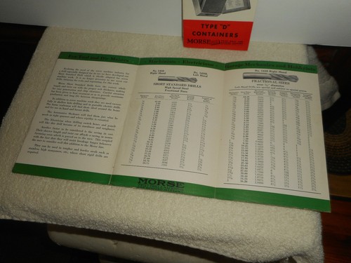 MORSE TWIST DRILL Pamphlets Short Drill Size Charts & Standard D Set Cases 1954 - Picture 3 of 12