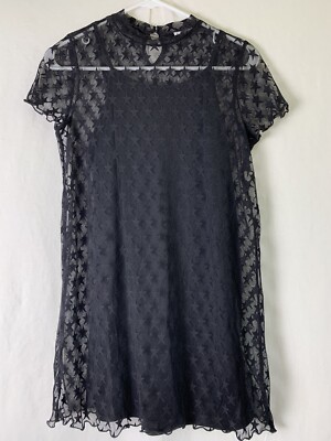Love Fire Girls Star Mesh Lace Dress Short Sleeve Lined Black Sz Large New  6407 | eBay