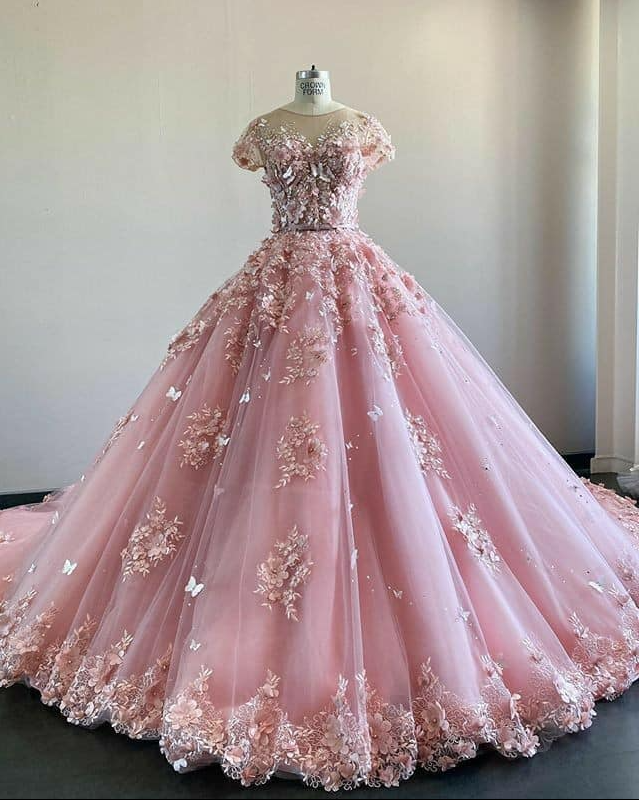 Elegant Light Pink Wedding Dresses Off the Shoulder Lace Appliques Bridal  Gowns | eBay