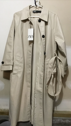 $129 Zara Women long Jacket L Large khaki - Picture 2 of 6