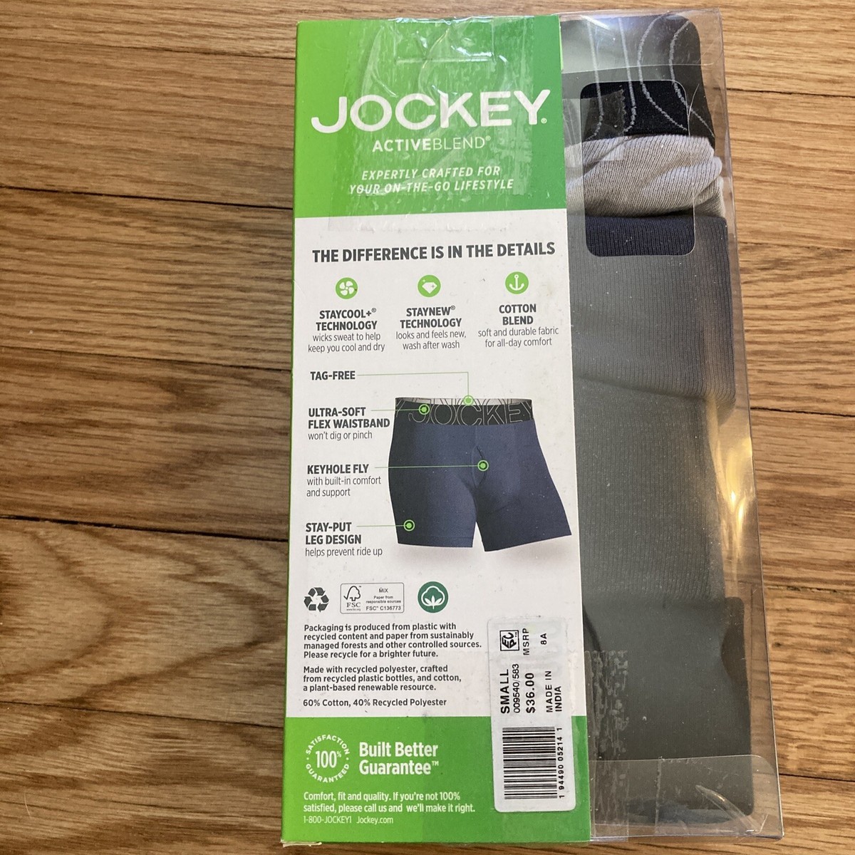 グレートさん Jockey Boxer Briefs Cotton Blend Grays Black Activeblend NWT Small