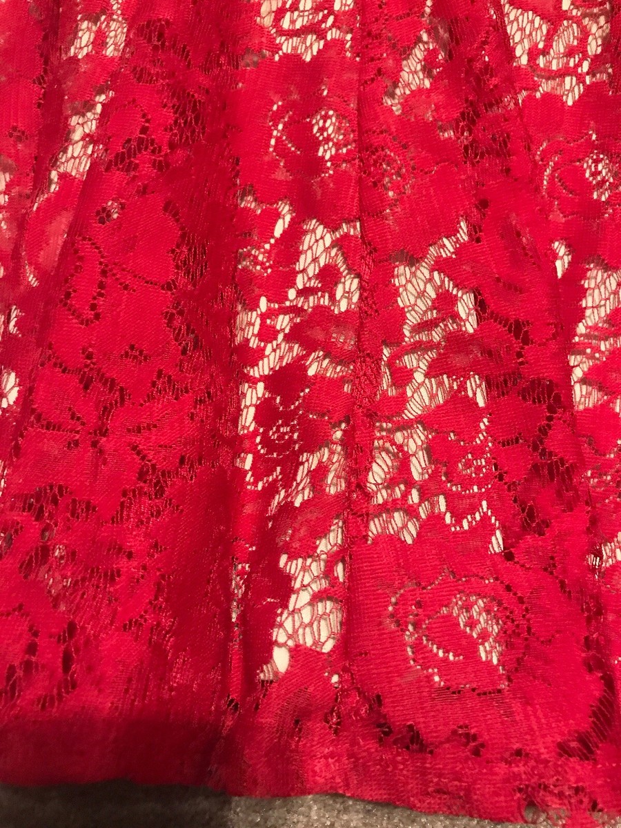 chinese dress ladies Sheer Lace Fishtail Gown in Cherry Red - 14 main image 1