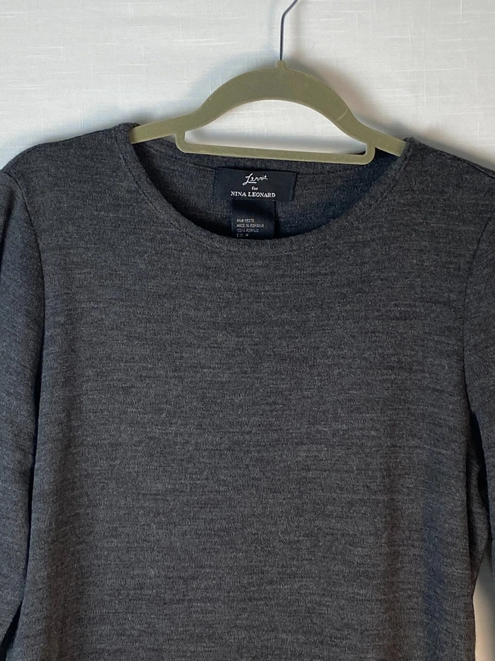 Vestido suéter gris carbón Lennie For Nina Leonard para mujer talla M Foto 3 de 4