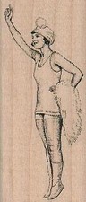 Waving Lady 1 1/2 x 3 1/4" Rubber Stamp, Lady Stamp, Woman Stamp