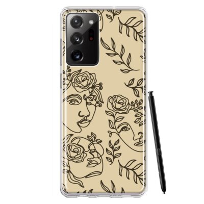 Mundaze Case for Samsung Galaxy Note 20 Ultra Cover Abstract Line Art Faces