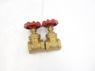 2 Pack 3/4'' FNPT x FNPT 200 WOG Brass Gate Valve