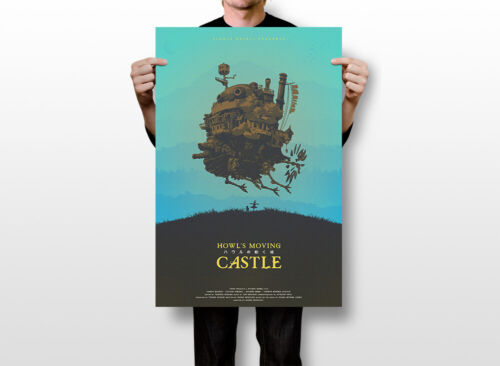 Tableau sur soie animé château en mouvement hurle art mural décoration maison - AFFICHE 20x30 - Photo 2 sur 4