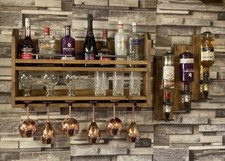 2 Set Optic & Wall mounted wine rack glass holder - choice of stain finish