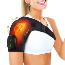 Electric Heated Shoulder Massager with Vibration Support Brace Joint Pain Relief