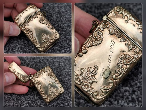 Vesta Case 1890's Antique, Gold-Plated Match Safe, Filigree Pattern Vintage - Picture 12 of 12