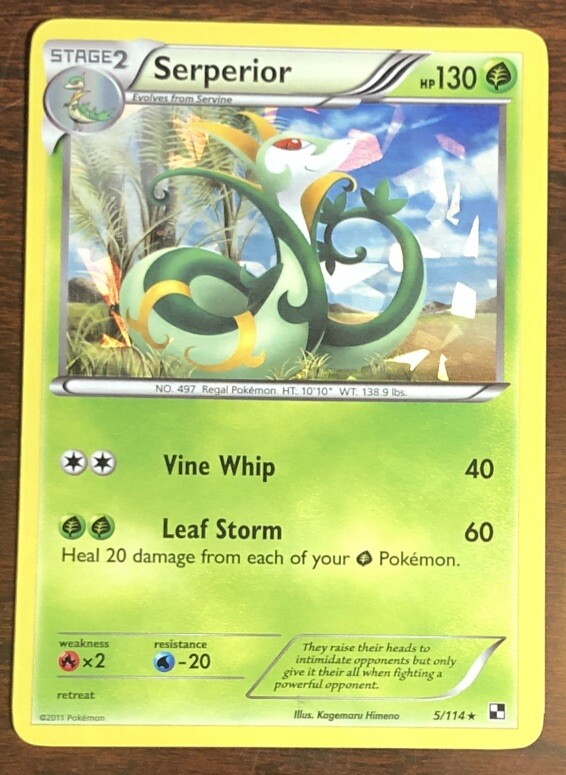 Serperior 5/114 Pokemon Card BLACK & WHITE Rare CRACKED ICE HOLO Grass NM x1