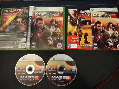 Mass Effect 2 (Microsoft Xbox 360, 2010) CIB 2 DISC NO DLC INCLUDED