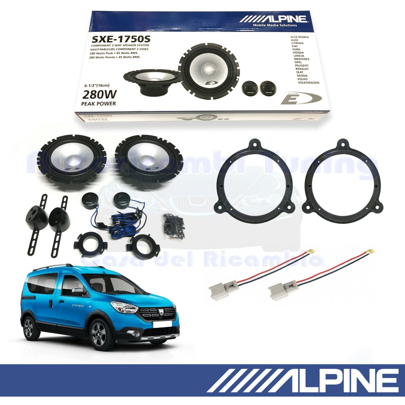 Altoparlanti Alpine SXE-1750S per Dacia Dokker: Audio Hi-Fi Post 2012