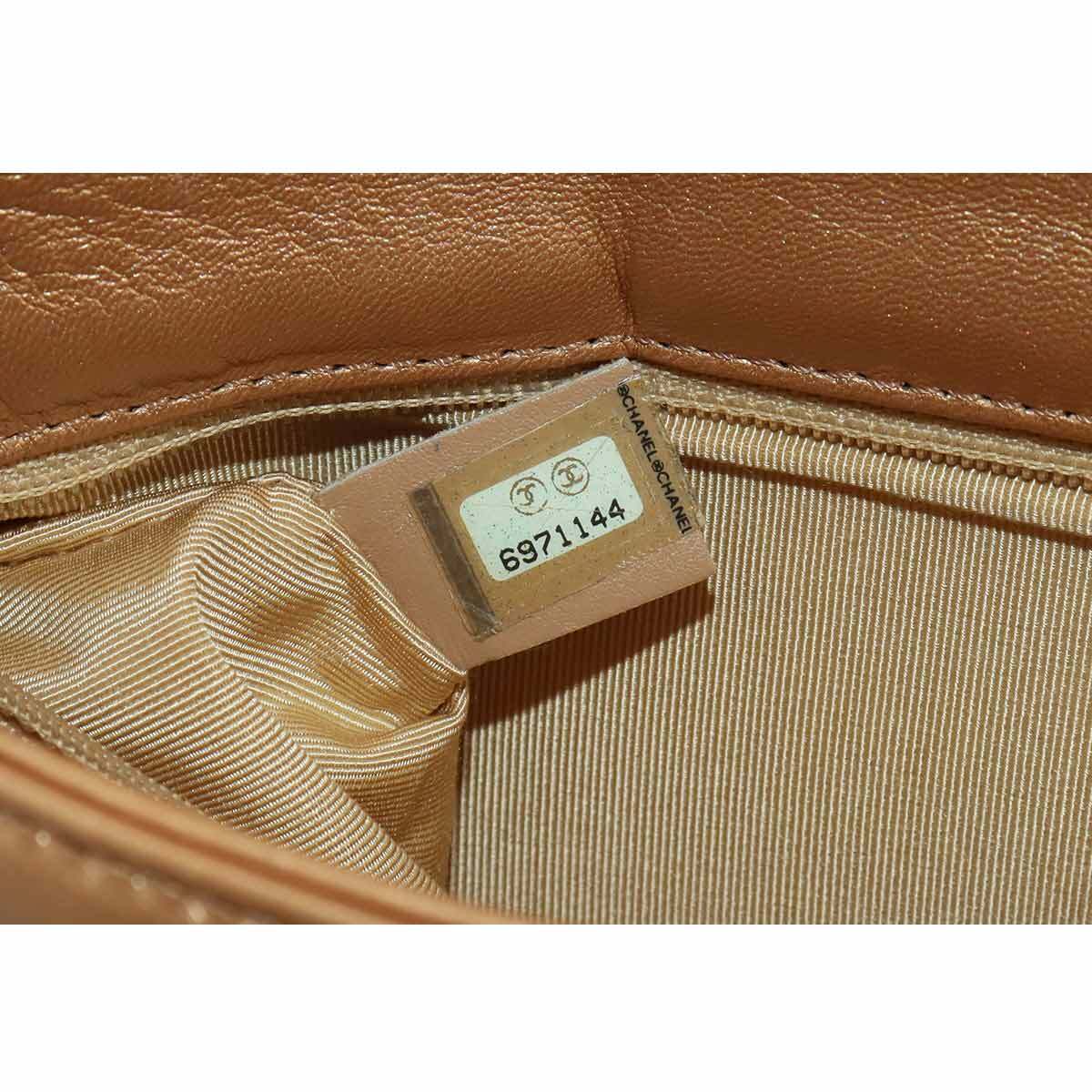 CHANEL Chocolate bar Shoulder Bag Leather Gold Coco Logos Purse  