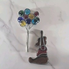 VINTAGE STAINED GLASS SUNCATCHER BALLOONS A WINNIE THE POOH BEAR