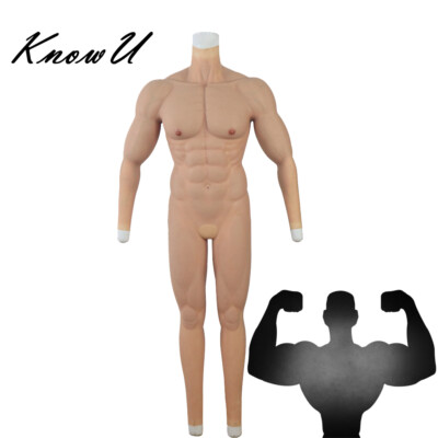 KnowU USA Silicone Breast Forms Half Body Tight Suit For Crossdresser Cosplay - Beige