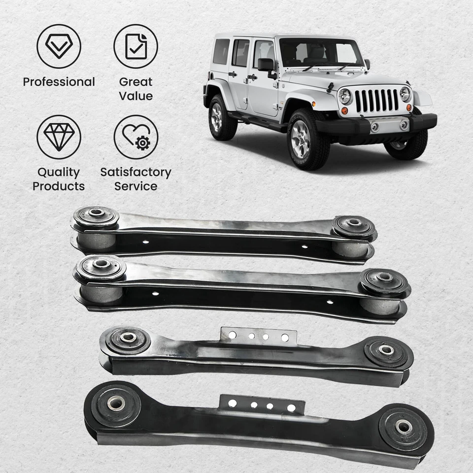 4pcs Rear Upper Lower Control Arms Left & Right Kit for Jeep Wrangler 97-06 - Imagen 2 de 4