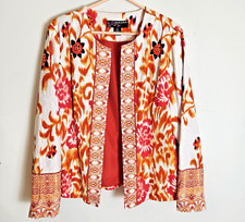 Peck Peck Jacket Womens XL Floral Lined Cotton Blazer Long Sleeve Open Boho Chic