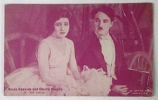 scarce 1928 W404 CHARLIE CHAPLIN & Merna Kennedy in THE CIRCUS Exhibit Card wb