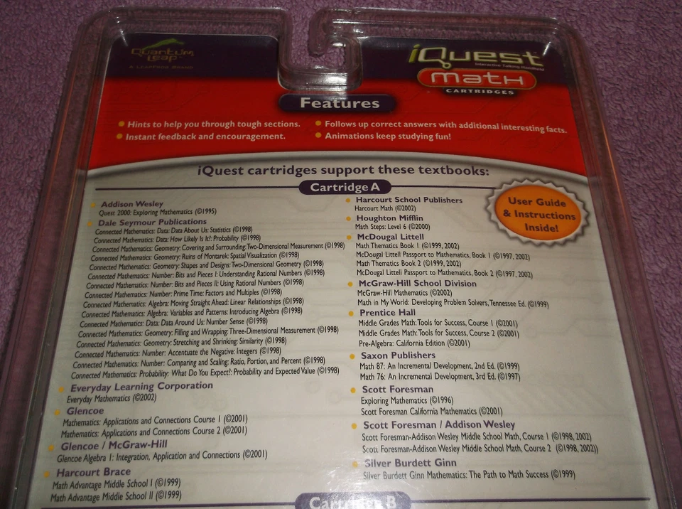  IQUEST GAME MATH CARTRIDGES A & B EDUCATIONAL GRADE 6-8 AGE 11-14 LEAPFROG NEW - Image 3 of 4