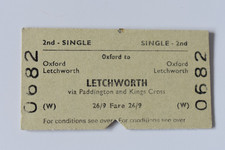 British Railway Ticket Oxford to Letchworth BRB (W) 0682