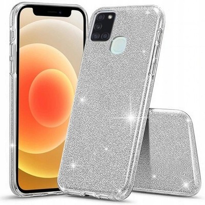 FÜR Samsung Galaxy A21s - SHINE CASE BLINK Schutz Hülle Brokat Handy Tasche SILB