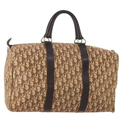 Christian Dior Trotter Canvas Boston Bag Brown Gold Auth ki6505 | eBay