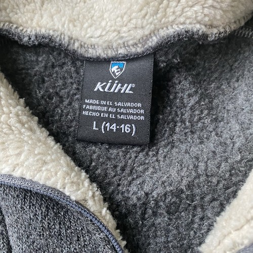 Kuhl Youth Jacket Size Large (14-16) Dark Gray Fleece Stand Collar 1/4 Zip Logo - Picture 5 of 7