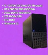 Dell XPS 8950 Desktop i7-12700 16GB DDR5 1TB SSD 1TB HDD RTX 3060 Ti Win 11 Home