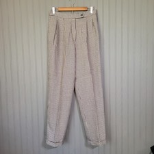 Giorgio Sant'Angelo Pleated Trouser Dress Pants Wool Plaid Brown Black Women's 8