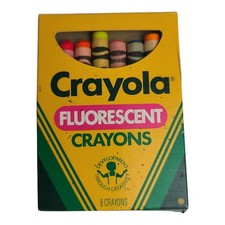 Vintage 1988 Crayola Fluorescent Crayons 8 Ct Discontinued Names Binney Smith
