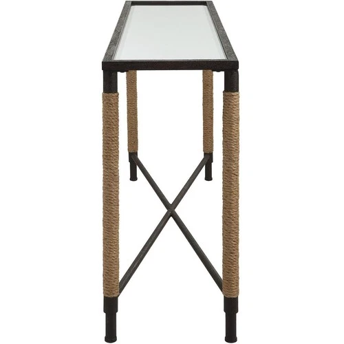 Uttermost 22880 Braddock Console Table Rustic Iron and Natural Fiber Rope - Picture 3 of 7