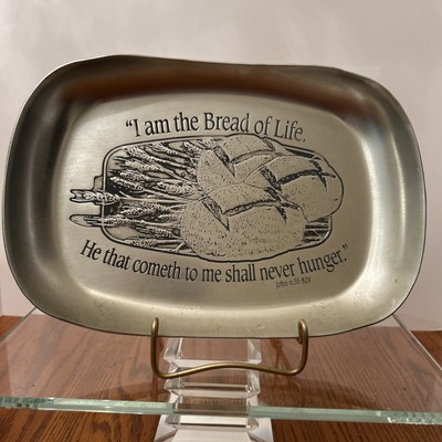 2003 Son Corp I Am The Bread Of Life John 6:35 Aluminum Metal Bread Tray Platter