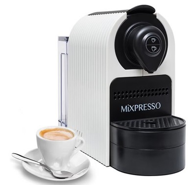 Mixpresso White Espresso Coffee Machine Compact 1400W Single Serve 19 Bar 