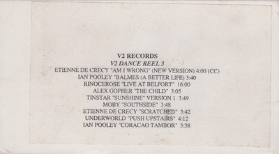 V2 Records V2 Dance Reel 3 VHS 9-Track VIDEO PROMO MUSIC Moby Underworld Etienne