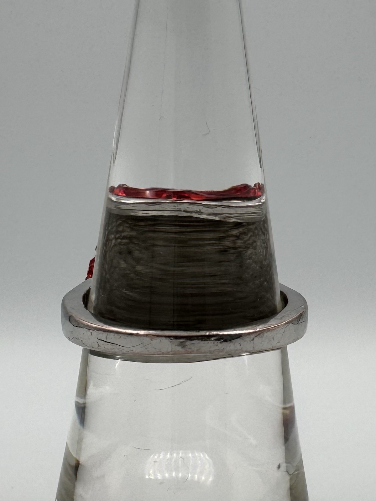 Red Rhinestone Dome Statement Ring Silver Tone Pa… - image 4