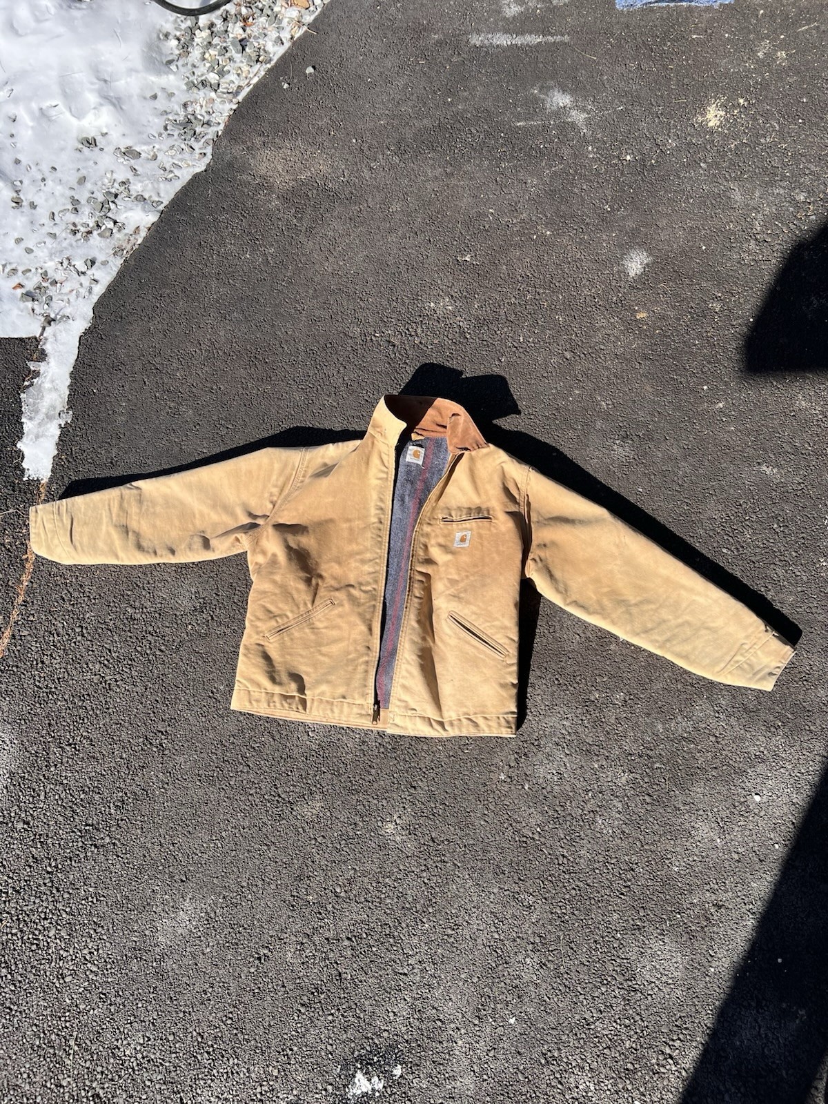 Vintage Carhartt Duck Canvas Work Jacket Blanket Lined Brown USA Made XL