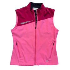 New Balance Womens Pink Colorblock Full Zip Running Vest Reflective Mesh Back S
