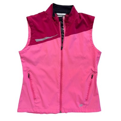 New Balance Womens Pink Colorblock Full Zip Running Vest Reflective Mesh Back S