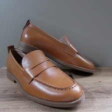 COLE HAAN Stassi Penny Loafers Women's Sz 7 B Pecan tan Leather slip on shoes-NW